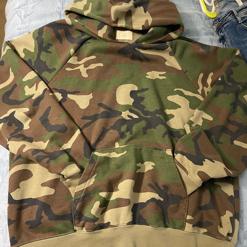 Men’s Fear of God Essentials Pacsun camo hoodie sweatshirt